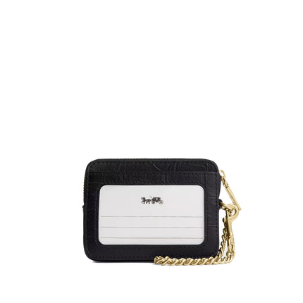 Coach Women's Zip Card Case Gold/Black