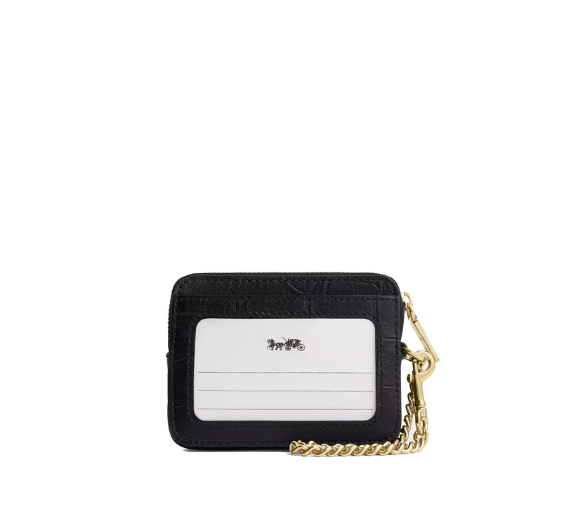 Coach Women's Zip Card Case Gold/Black
