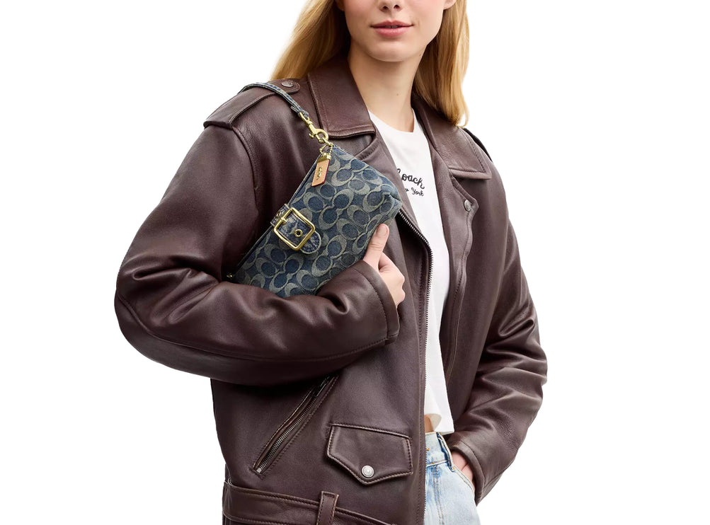 Coach Women's Abbie Shoulder Bag In Signature Regenerative Cotton Denim Gold/Denim