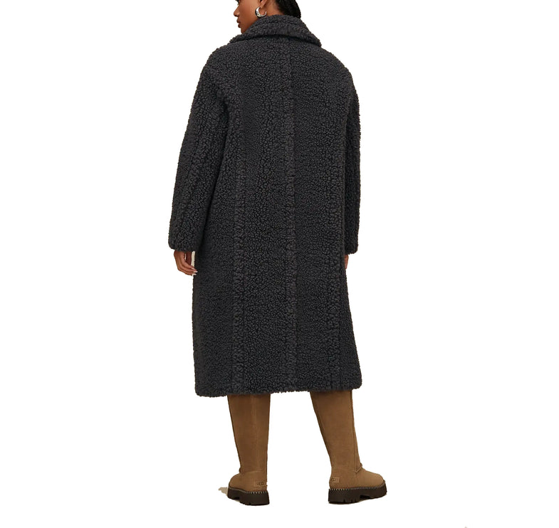 UGG Women's Gertrude Long Teddy Coat II Ink