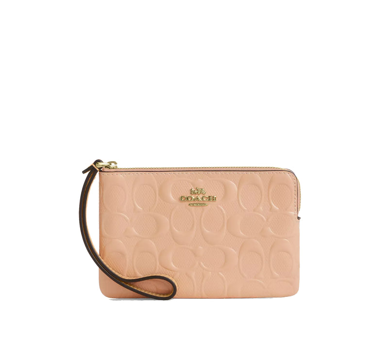 Coach Women's Corner Zip Wristlet In Signature Leather Gold/Faded Blush