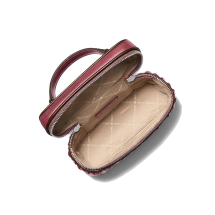 Michael Kors Women's Vivi Small Matelassé Burnished Vanity Crossbody Bag Maroon