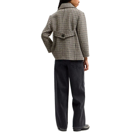 COACH Women's Houndstooth Wool Coat Black/White Multi