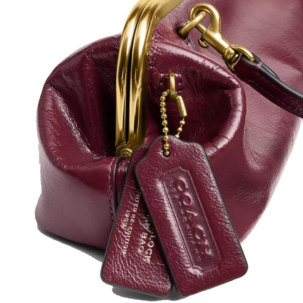 Coach Women's Kisslock Frame Bag 30 Brass/Dark Cherry