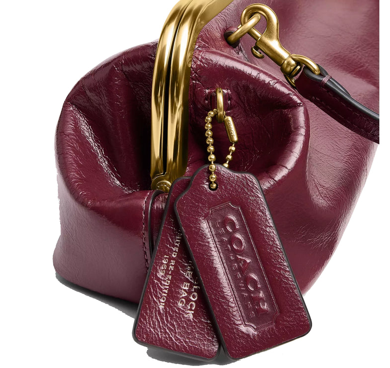 Coach Women's Kisslock Frame Bag 30 Brass/Dark Cherry