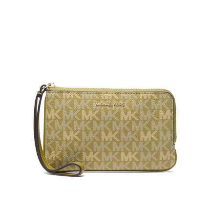 Michael Kors Women's Jet Set Travel Small Signature Logo Wristlet Oregano