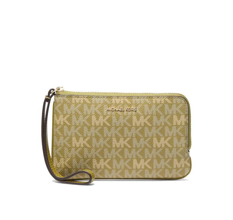 Michael Kors Women's Jet Set Travel Small Signature Logo Wristlet Oregano