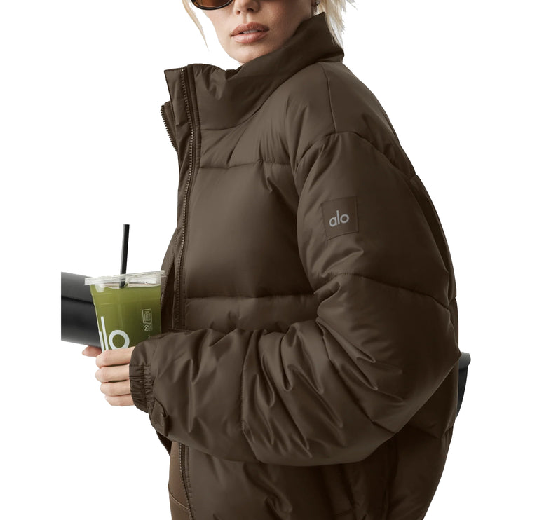 alo Women's Cold Front Puffer Jacket Espresso