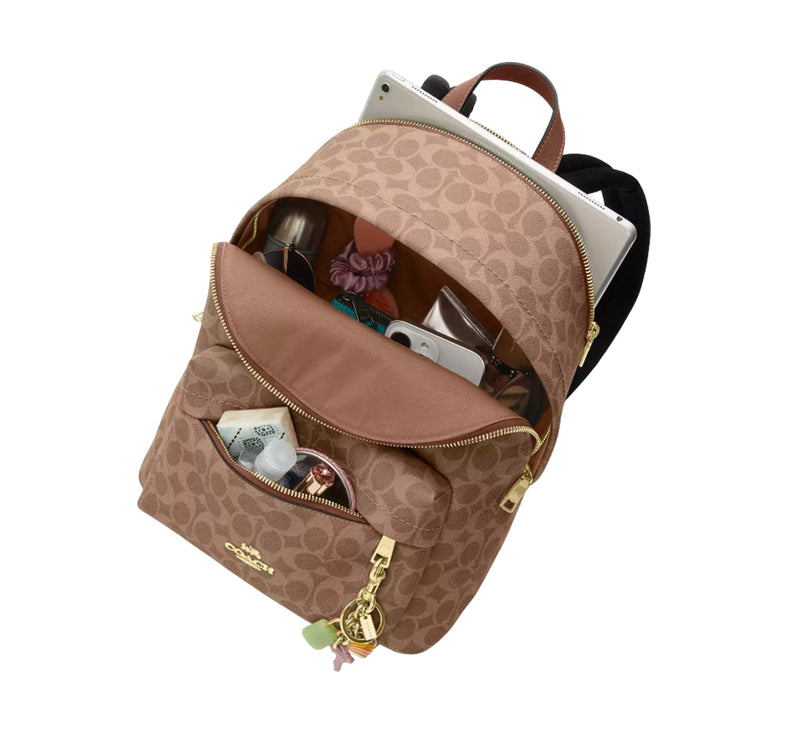 Coach Women's Taylor Small Backpack In Signature Canvas Gold/Tan/Brown