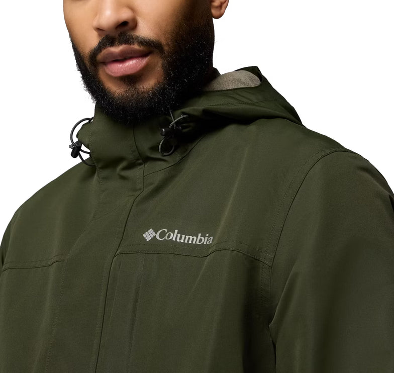 Columbia Men's Landroamer Fleece Lined Rain Jacket Greenscape/Stone Green