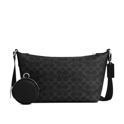 Coach Unisex Small Finn Crossbody Bag With Pouch In Signature Canvas Silver/Black Signature