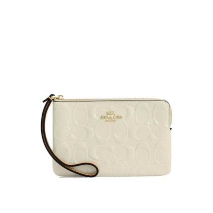 Coach Women's Corner Zip Wristlet In Signature Leather Gold/Light Lemon