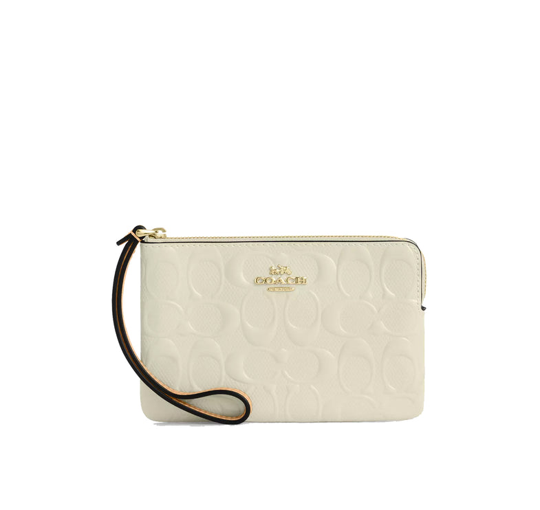 Coach Women's Corner Zip Wristlet In Signature Leather Gold/Light Lemon
