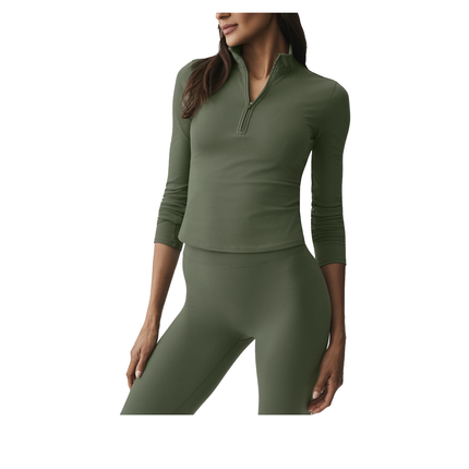 alo Women's ALO Softsculpt Precision 1/4 Zip Long Sleeve Bamboo Green