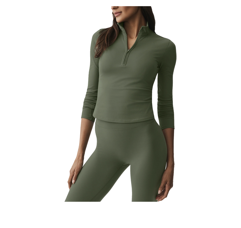 alo Women's ALO Softsculpt Precision 1/4 Zip Long Sleeve Bamboo Green