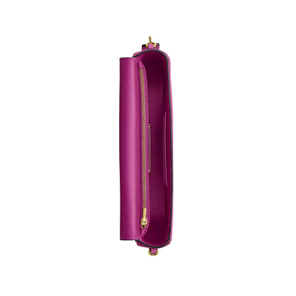 Coach Women's Brook Flap Chain Bag Suede/Brass/Magenta
