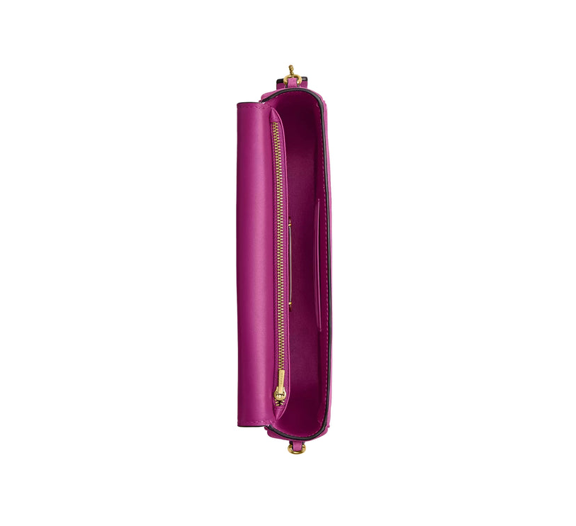 Coach Women's Brook Flap Chain Bag Suede/Brass/Magenta