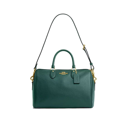 Coach Women's Rowan Large Satchel Bag Gold/Emerald