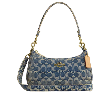 Coach Women's Teri Shoulder Bag In Signature Regenerative Cotton Denim Gold/Denim