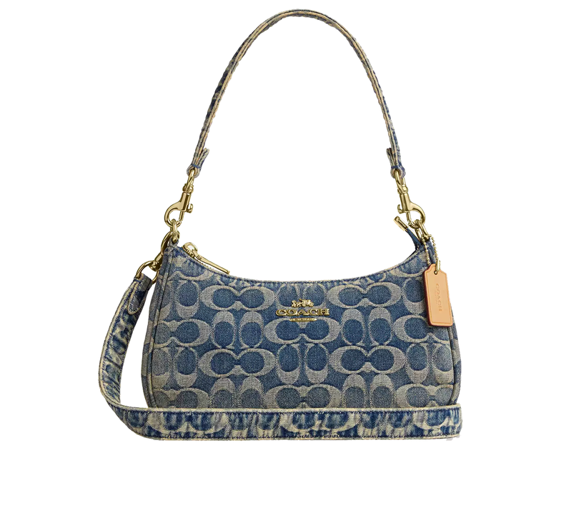 Coach Women's Teri Shoulder Bag In Signature Regenerative Cotton Denim Gold/Denim