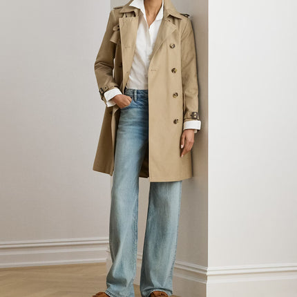 Polo Ralph Lauren Women's Double-Breasted Cotton-Blend Trench Coat Sand