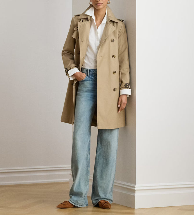 Polo Ralph Lauren Women's Double-Breasted Cotton-Blend Trench Coat Sand
