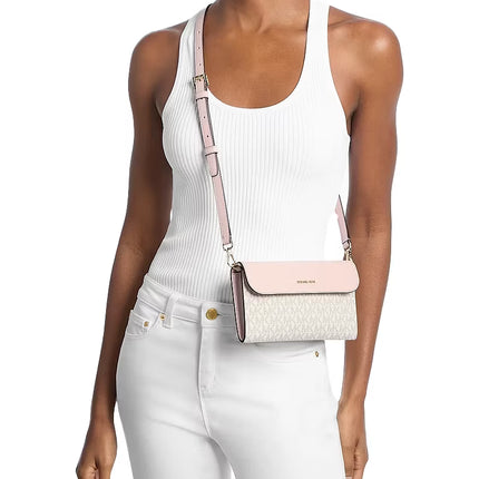 Michael Kors Women's Jet Set Travel Large Signature Logo 3-in-1 Tote Bag Powder Blush Multi/Gold