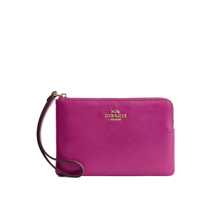 Coach Women's Corner Zip Wristlet Gold/Magenta