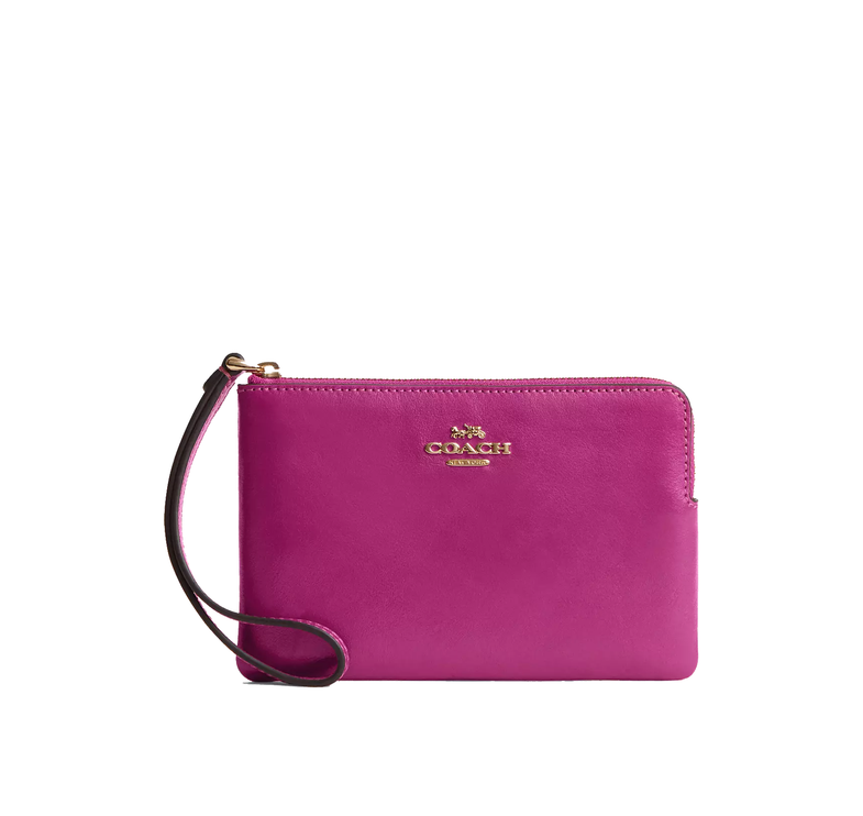 Coach Women's Corner Zip Wristlet Gold/Magenta