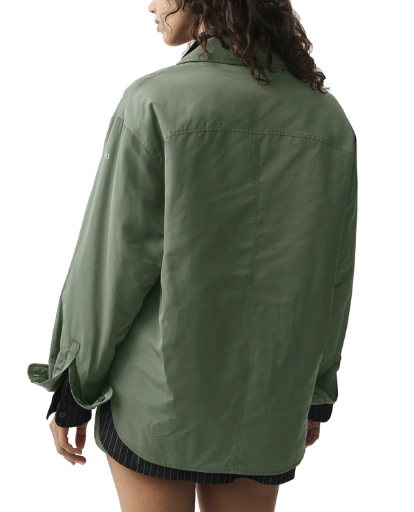 alo Women's Socialite Shacket Bamboo Green