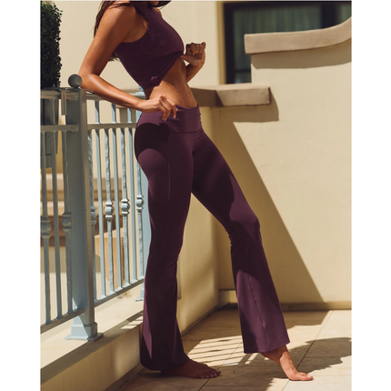 alo Women's ALO Softsculpt Foldover Flare Legging (Regular) Rich Bordeaux
