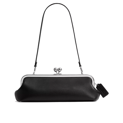 Coach Women's Kisslock Frame Bag 30 Silver/Black