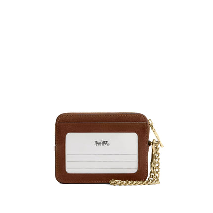Coach Women's Zip Card Case Gold/Warm Brown