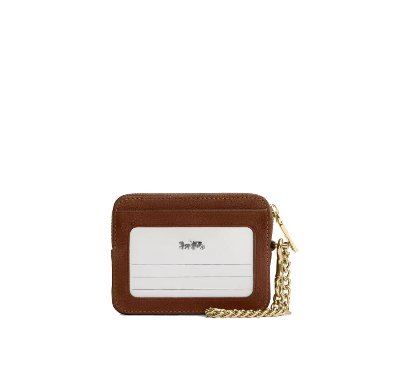 Coach Women's Zip Card Case Gold/Warm Brown