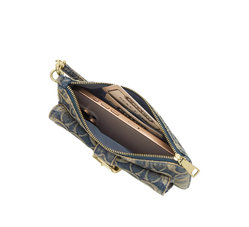 Coach Women's Ashton Wristlet In Signature Regenerative Cotton Denim Gold/Denim