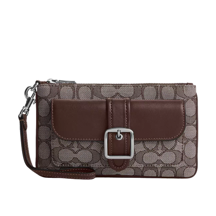 Coach Women's Ashton Wristlet In Signature Jacquard Silver/Oak/Maple