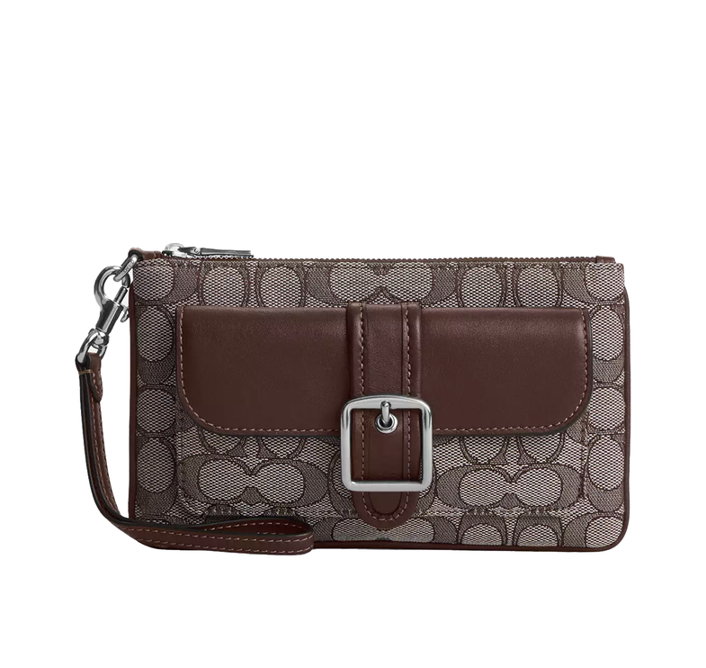 Coach Women's Ashton Wristlet In Signature Jacquard Silver/Oak/Maple