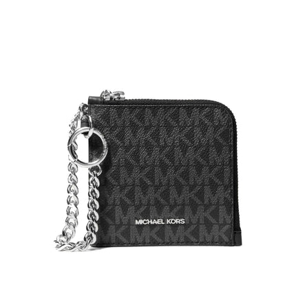Michael Kors Women's Jet Set Travel Medium Signature Logo Chain Wallet Black