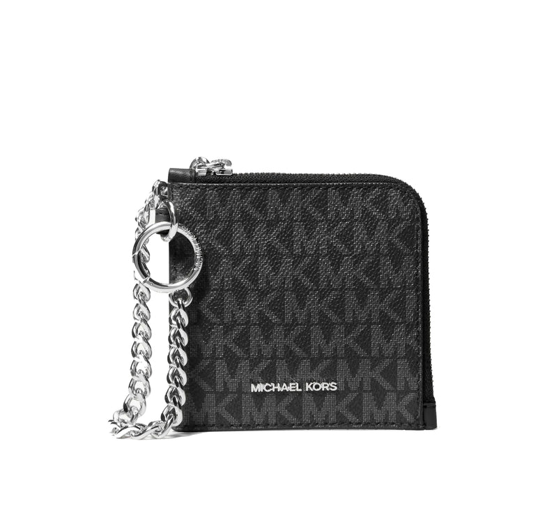 Michael Kors Women's Jet Set Travel Medium Signature Logo Chain Wallet Black