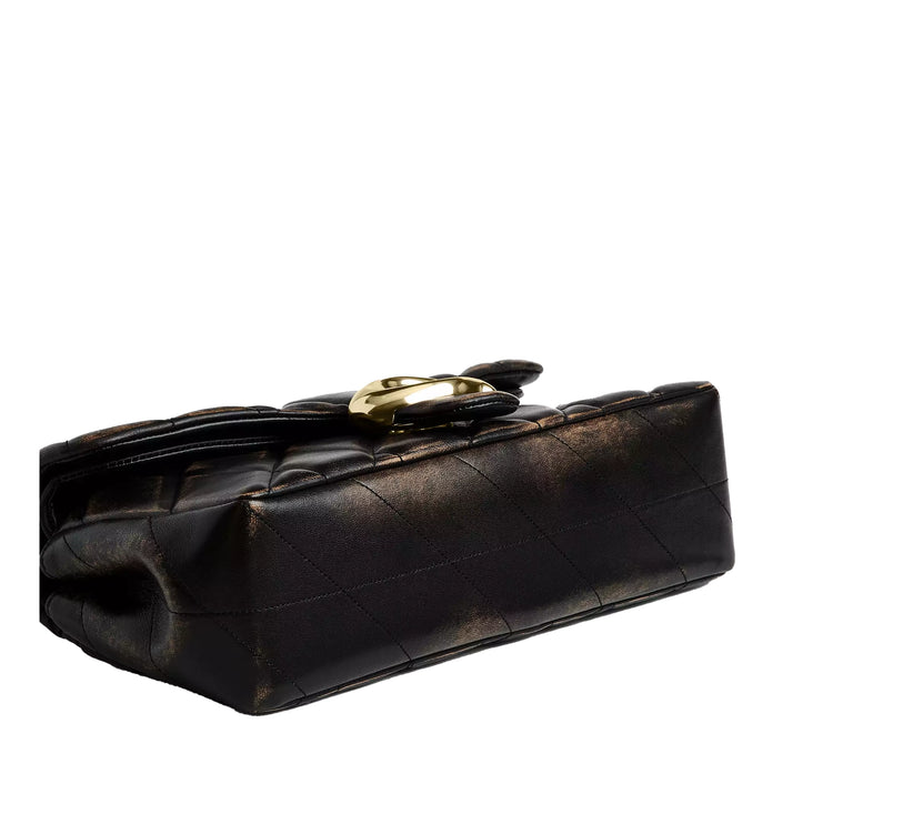 Coach Women's Tabby Shoulder Bag 26 In Loved Leather With Quilting Black Brown