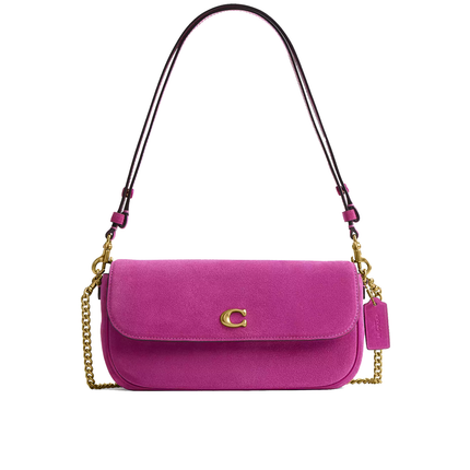 Coach Women's Brook Flap Chain Bag Suede/Brass/Magenta