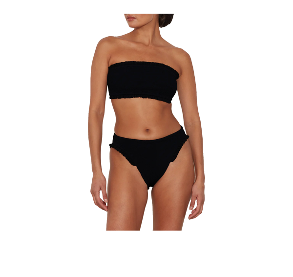HUNZA G Women's Tracey Frill Bikini Black