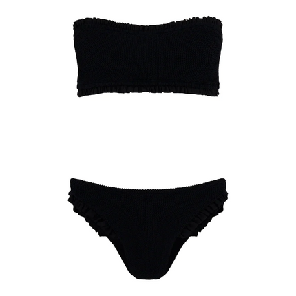 HUNZA G Women's Tracey Frill Bikini Black
