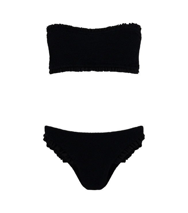HUNZA G Women's Tracey Frill Bikini Black