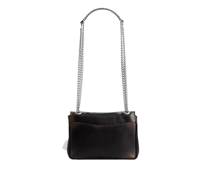 Coach Women's Elodie Crossbody Bag 18 In Loved Leather Silver/Black Brown