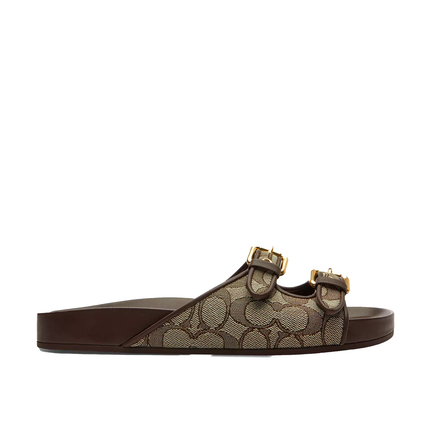 Coach Women's Two Band Buckle Sandal In Signature Jacquard Oak/Maple
