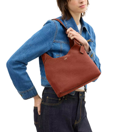 Coach Women's Brooklyn Shoulder Bag 28 Suede/Brass/Clay