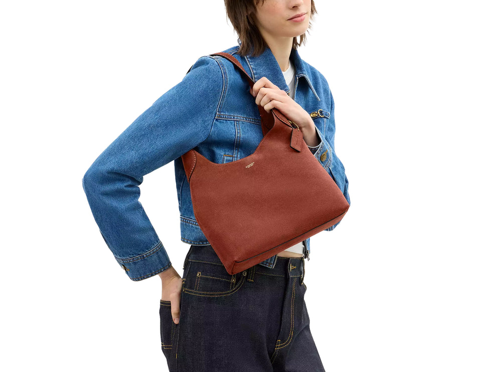 Coach Women's Brooklyn Shoulder Bag 28 Suede/Brass/Clay