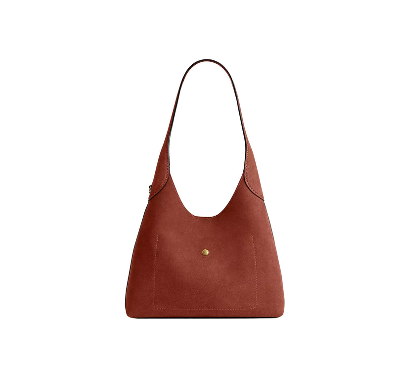 Coach Women's Brooklyn Shoulder Bag 28 Suede/Brass/Clay
