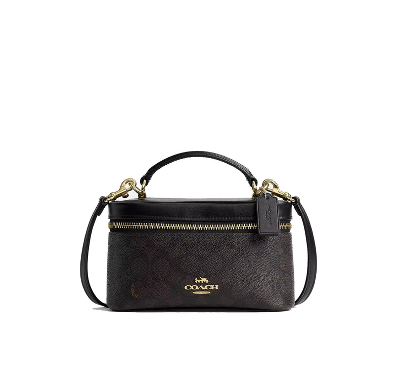 Coach Women's Rainer Crossbody Bag 18 In Signature Canvas Gold/Walnut/Black